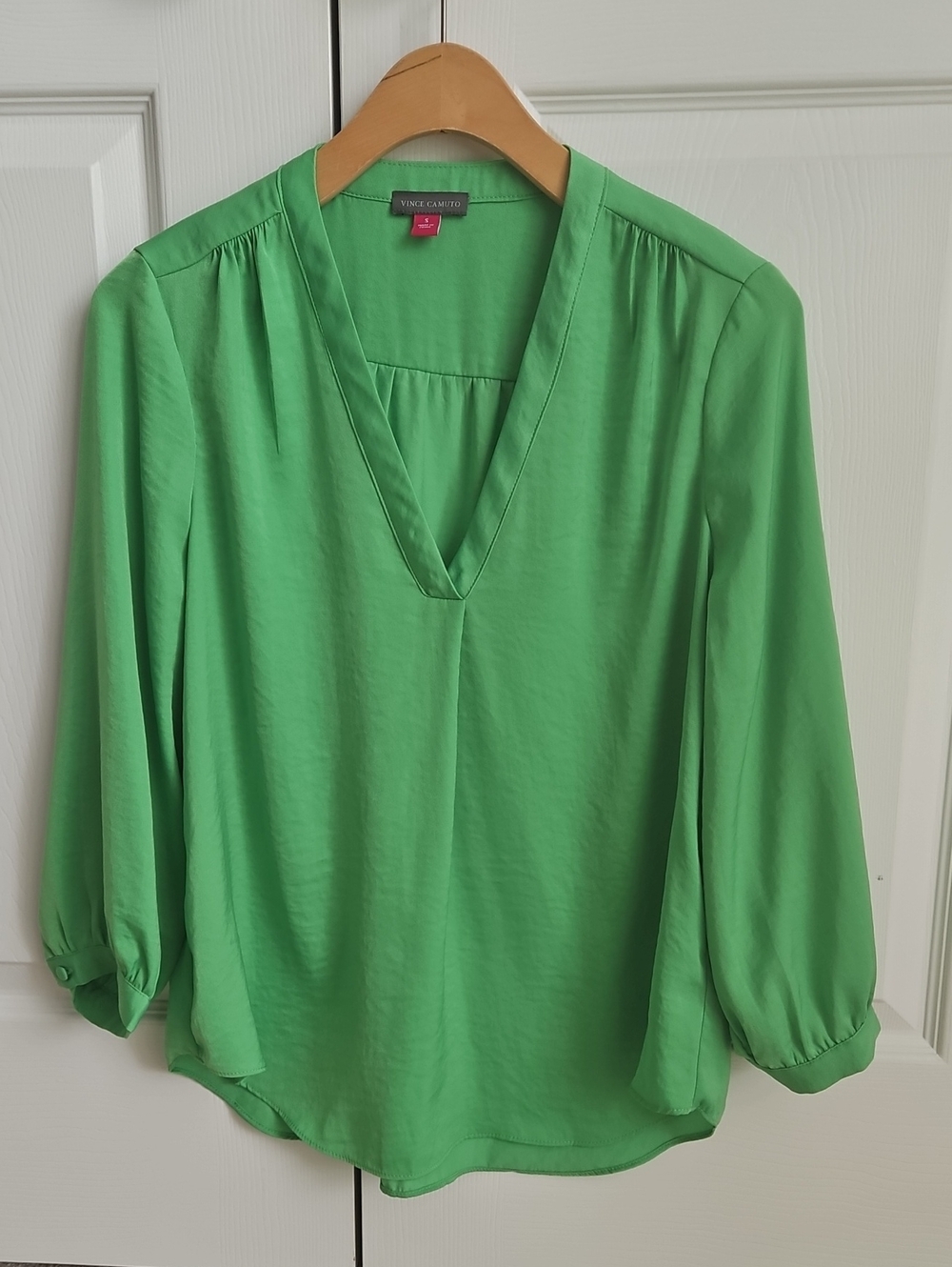 Vince Camuto Bright Green V-Neck Blouse